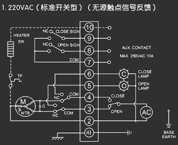 220VAC標(biāo)準(zhǔn)開(kāi)關(guān)型<a href='http://tianxiangdq.cn/Product/diefa/diandongdiefa/' target='_blank'>電動(dòng)<a href='http://tianxiangdq.cn/Product/diefa/' target='_blank'>蝶閥</a></a>接線圖