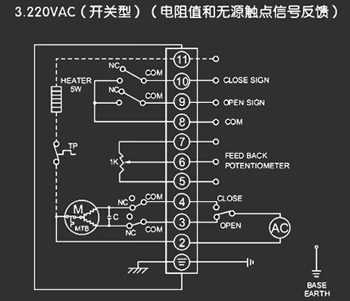 220VAC開(kāi)關(guān)型<a href='http://tianxiangdq.cn/Product/diefa/diandongdiefa/' target='_blank'>電動(dòng)<a href='http://tianxiangdq.cn/Product/diefa/' target='_blank'>蝶閥</a></a>接線圖