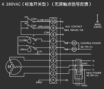 380VAC標(biāo)準(zhǔn)開(kāi)關(guān)型<a href='http://tianxiangdq.cn/Product/diefa/diandongdiefa/' target='_blank'>電動(dòng)<a href='http://tianxiangdq.cn/Product/diefa/' target='_blank'>蝶閥</a></a>接線圖